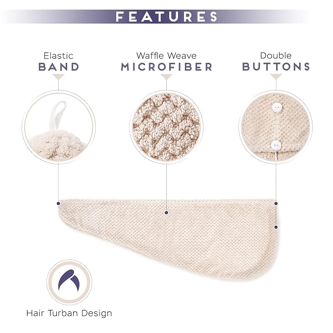 SimpleField 2 Pack Microfiber Hair Towel Wrap - Image 3