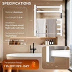 Electric Towel Warmer Wall Mounted, 6 Bar Heated Towel Rack - Image 5