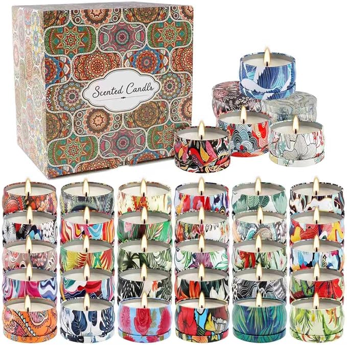 Scented Candles Gifts Set 36 Pack Soy Wax Travel Tin Jar Candles - Image 2