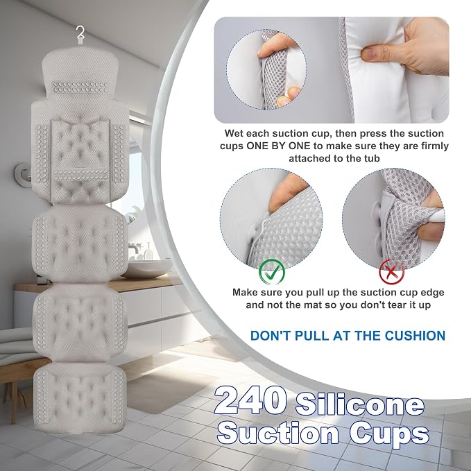 Luxury Full Body Bath Pillow for Bathtub, Bath Pillows for Tub - Image 7