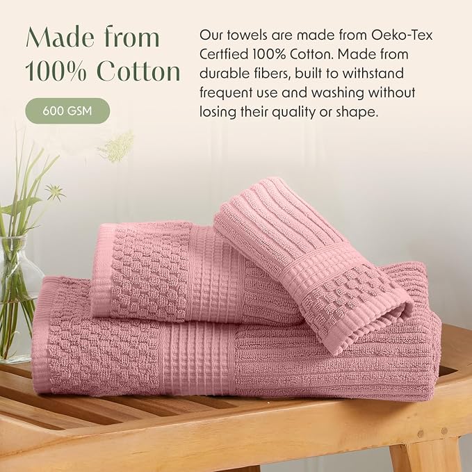 Springtree Home 100% Cotton Bath Towel Set | 6 Piece Set | Absorbent & - Image 4