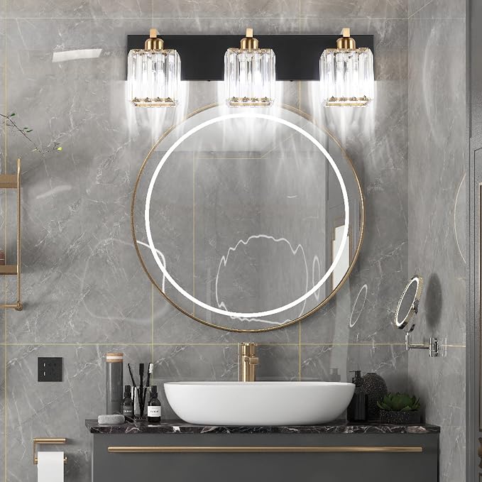 Aipsun Crystal Vanity Light Bathroom Lighting Fixtures 3 Light Modern Vanity - Image 6