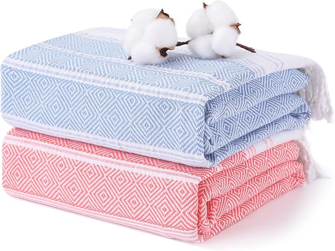 2 Packs Cotton Turkish Beach Towels Quick Dry Sand Free Soft Absorbent Extra by ANTFUNYgivesmorechoices