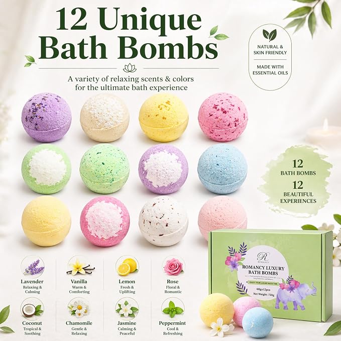 Bath Bombs Gift Set for Women – 12 Pack Spa Fizzies - Image 3