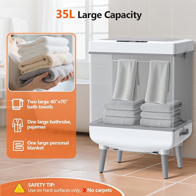 kapebow 35L Luxury Foldable Towel Warmer, 600W Fast Heating, Auto Shut Off - Image 4