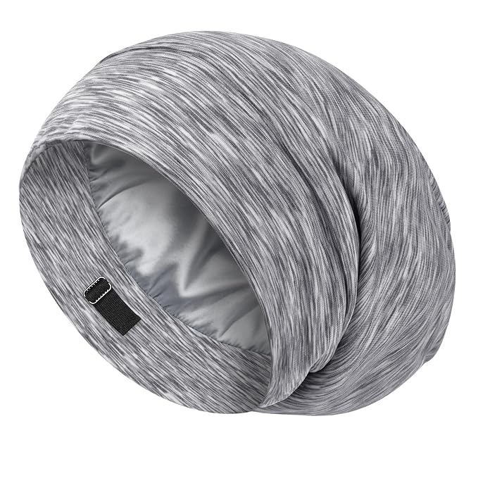LULUSILK 100% Mulberry Silk Lined Sleep Cap, Adjustable Silk Hair Wrap by LULUSILK