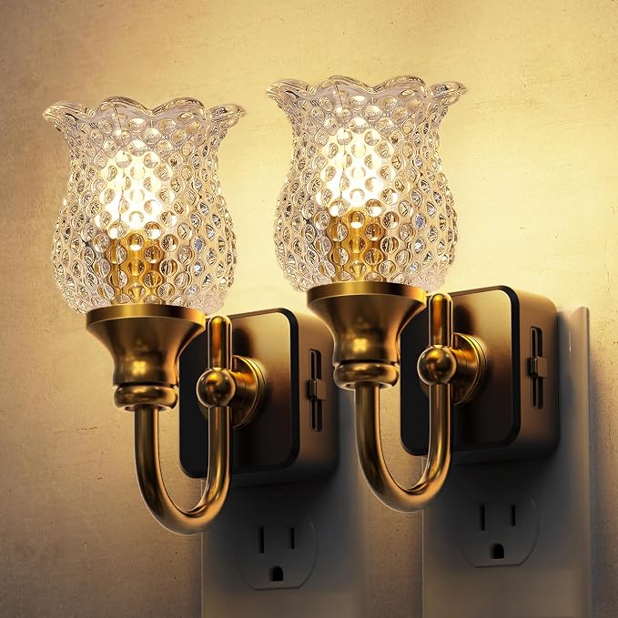 L LOHAS LED Night Lights Plug into Wall, 2 Pack 3000K Soft White LED Floral by LLOHASLED