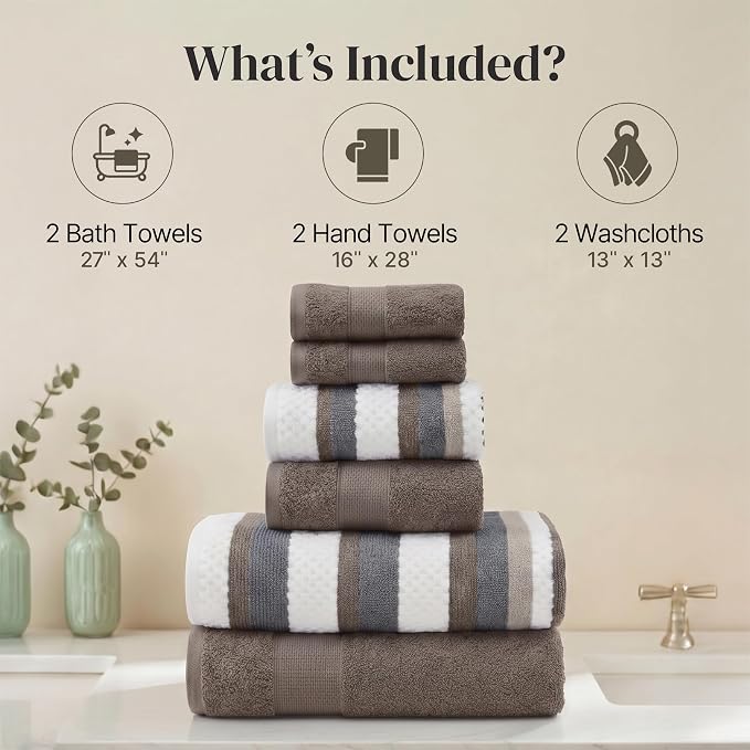Modern Threads Pax 6-Piece Reversible Yarn Dyed Jacquard Towel Set - Image 3