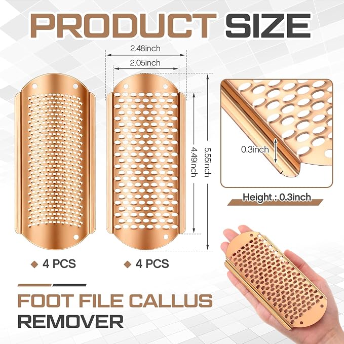 Moxweyeni 8 Pack Rose Gold Foot File Callus Remover Replacement Blades Metal - Image 2