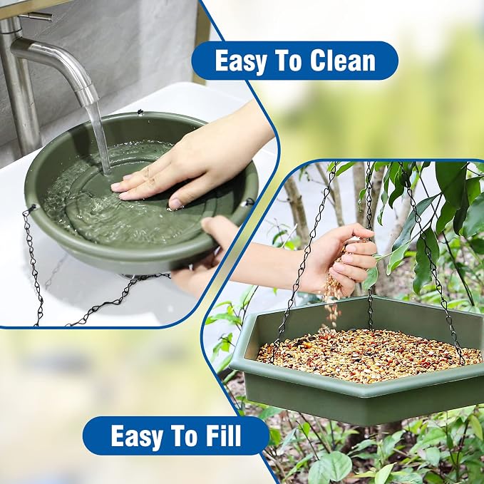 Hanging Bird Bath，2 in 1 XL Hanging Bird Feeder & Birds Bath - Image 3
