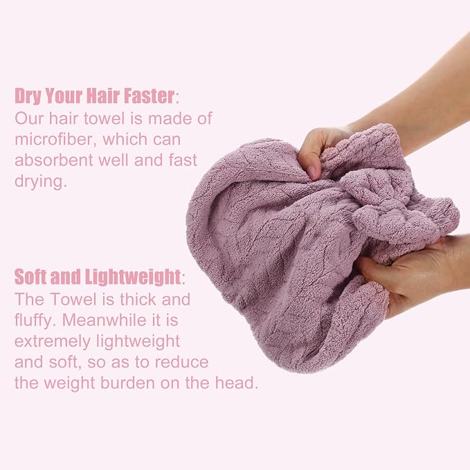 VOCOSTE Diamond Shape Hair Drying Towel Dry Cap, Quick Drying, Lightweight - Image 3
