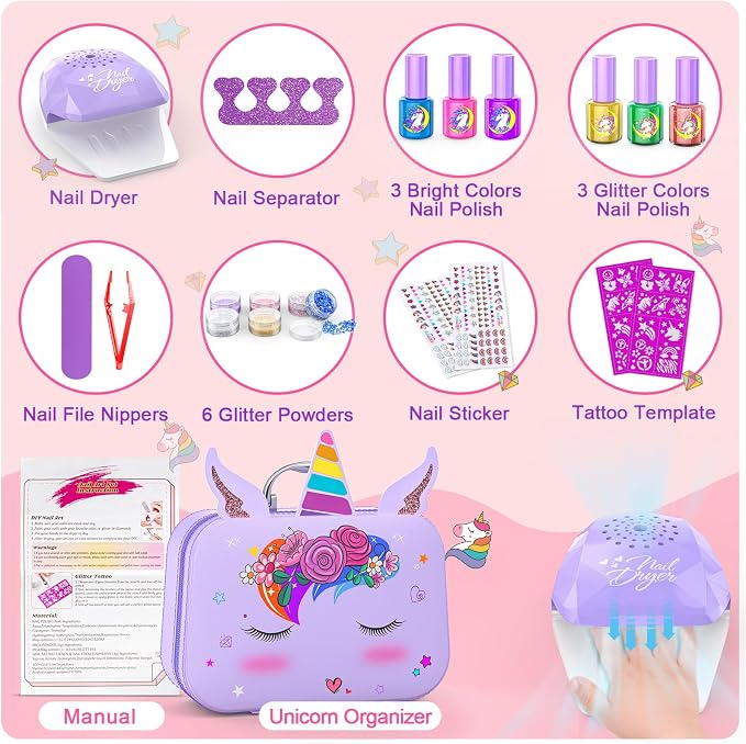 Kids Nail Polish Set for Girls, Nail Art Kit - Image 4