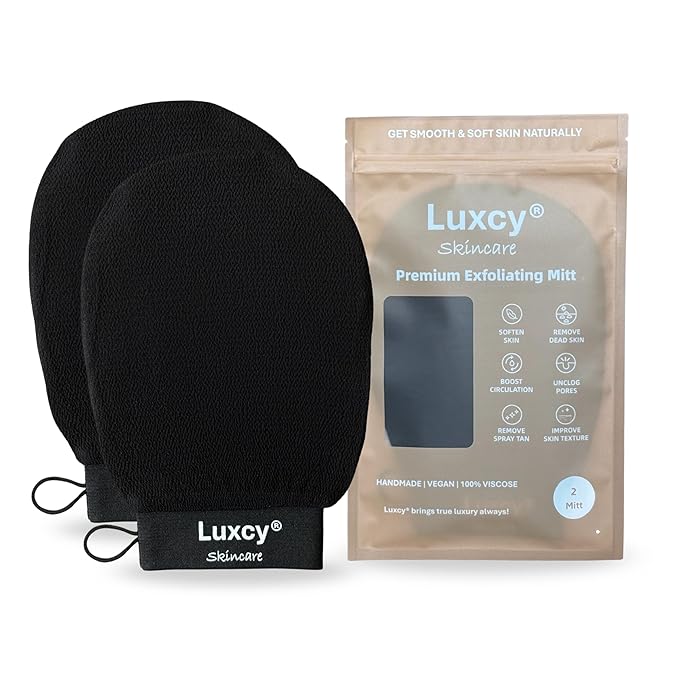 Premium Korean Exfoliating Mitt & Body Scrubber Glove, Viscose Fiber Dead Skin by Luxcy