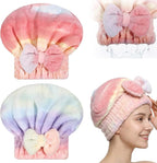 2 Pcs Ultra Absorbent Microfiber Hair Towel Wrap, Bow Tie Design Hair Drying by Unknown