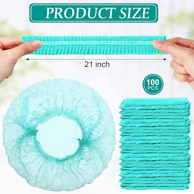 100 Pcs Disposable Nonwoven Bouffant Caps 21 Inch Hair Net Elastic Cap Hair - Image 4