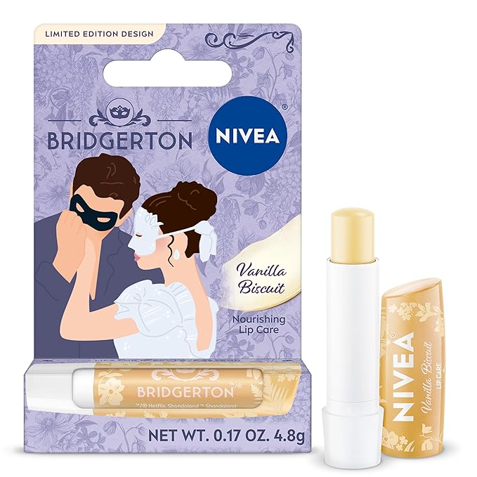 NIVEA Vanilla Biscuit Lip Balm, Nourishing Lip Care, Bridgerton Limited Edition by Nivea