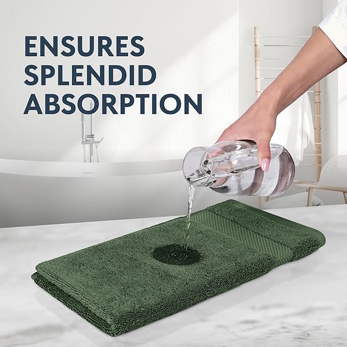 White Classic Luxury Forest Green Hand Towels - Image 4