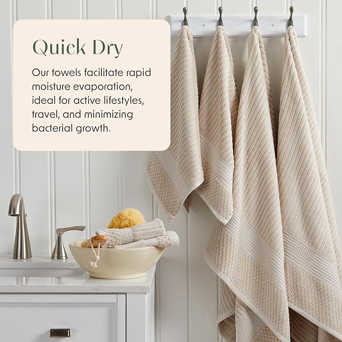 Springtree Home 100% Cotton Bath Towel Set of 4 | Super Soft & Absorbent - Image 3