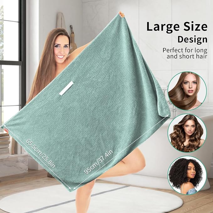 my novel things 2 Pack Extra Large Microfiber Hair Towel Wrap, 37.4" x 26.4" - Image 3