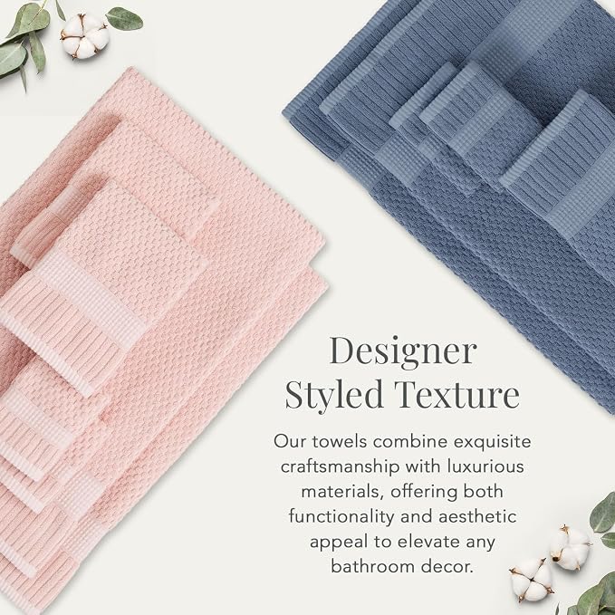 NY Loft 100% Cotton 6 Piece Bath Towel Set | Pink Towels | Soft & Absorbent - Image 5