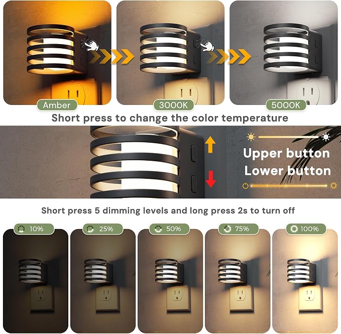 L LOHAS LED Night Light, 2 Pack 3CCT Night Lights Plug into Wall, - Image 3