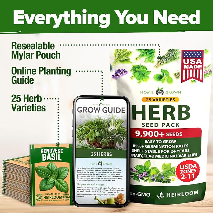 HOME GROWN 25 Herb Seeds for Planting 8, 700+ Non-GMO Heirloom Seeds | Extra - Image 8