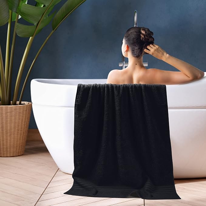 BOUTIQUO 100% Cotton 2 Pack Bath Towel Set 28x55 inches, Eco-Friendly Large - Image 5