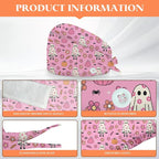 Adjustable Scrub Cap with Buttons & Sweatband, Working Hat with Elastic Tie Back - Image 2
