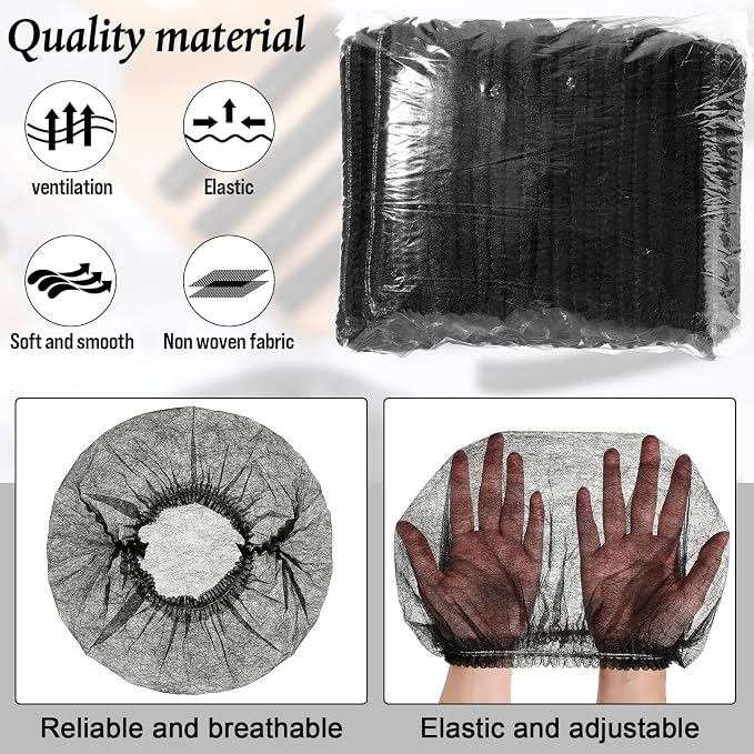 100 Pcs Disposable Nonwoven Bouffant Caps 21 Inch Hair Net Elastic Cap Hair - Image 2