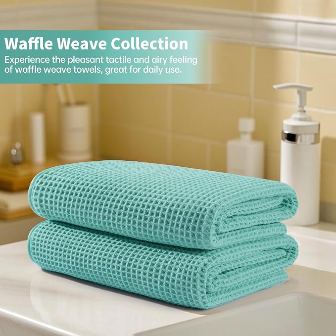 MICROFI New Microfiber Waffle Bath Towels, 2 Pieces, Fast Drying, Lint Free 430 - Image 6