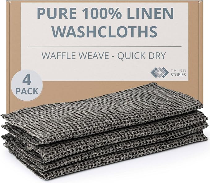 100% Flax Linen Washcloths by THINGSTORIES