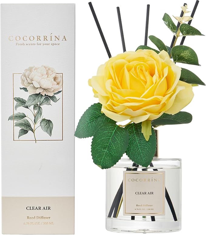Cocorrina Reed Diffuser Set, Flower Reed Diffuser Clear Air 6.7 oz, Scented by COCORR%C3%8DNA