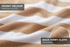 Premium Velour Cabana Beach Towel 2 Pack, 30” x 60” Soft Plush Cotton Pool Towel - Image 3