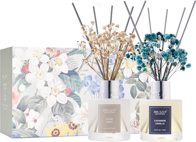 Airkeep Reed Diffuser 3.38 oz 2pk, Clean Linen/Cashmere Vanilla Scented Reed - Image 9