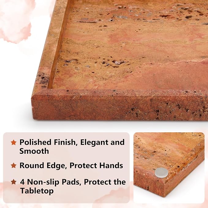 Real Natural Marble Tray for Bathroom, Kitchen and Desktop, Rectangle Genuine - Image 3
