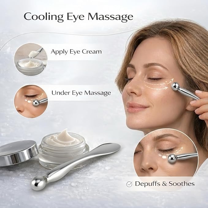 3-in-1 Stainless Steel Facial Set, Precision Metal Eye Cream Applicator & - Image 3