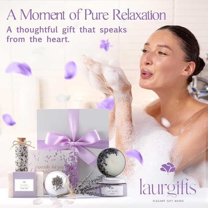Mothers Day Gifts for Mom – Lavender Spa Gift Box, Small Candle Set - Image 6