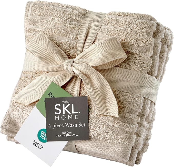 SKL Home CloudSoft Cotton Luxury 4-Piece Washcloth Set by SKLHomebySaturdayKnightLtd