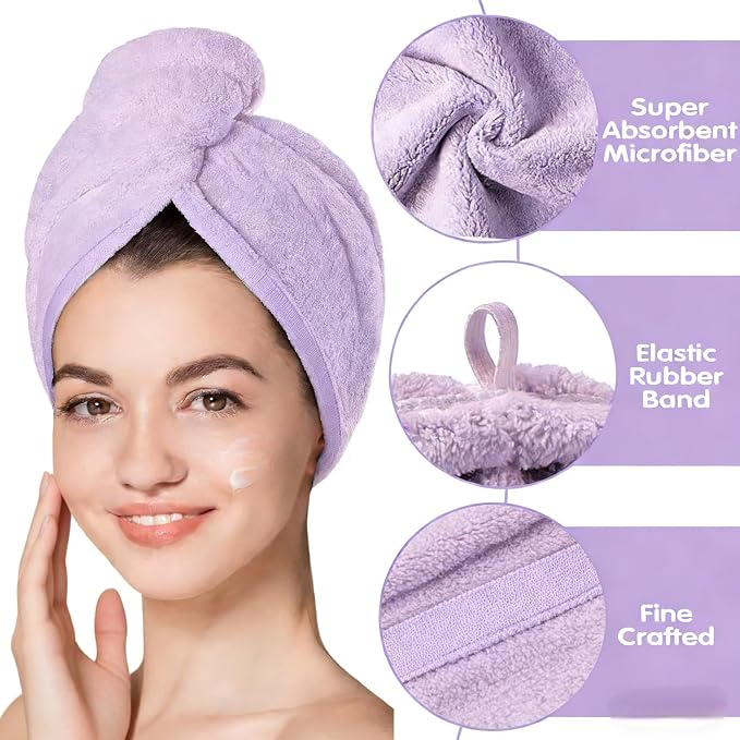 3 Pack Microfiber Hair Towel Wrap - Image 4