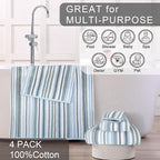 100% Cotton Blue Striped Hand Towels Set of 4, 16x27 Inches, Quick Dry & Highly - Image 5