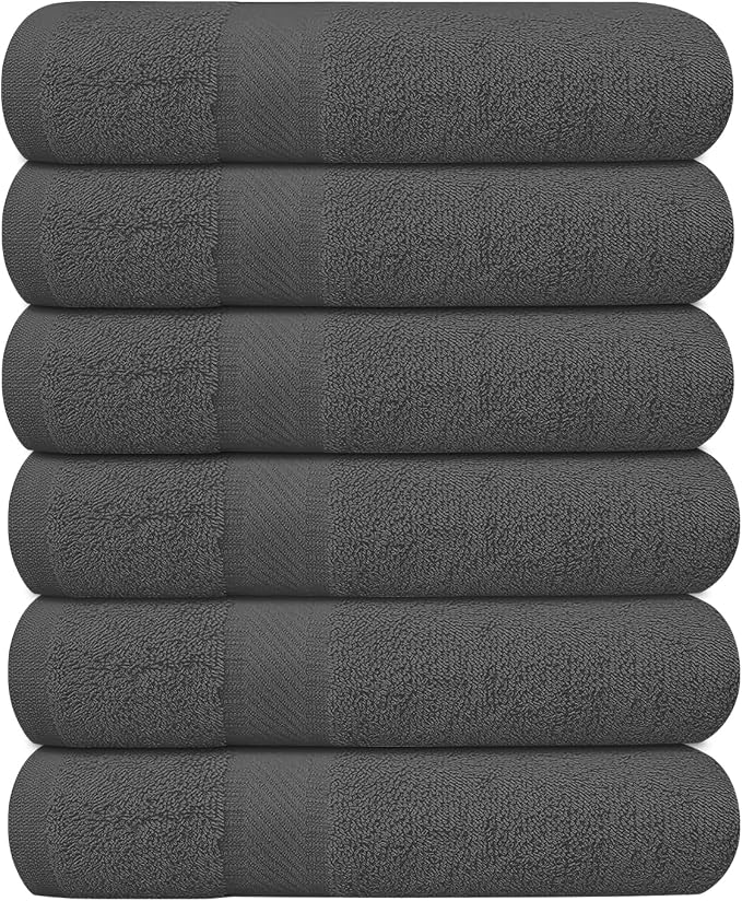 KAHAF COLLECTION 6 Pack Bath Towels Set 100% Ring Spun Cotton, Lightweight by KAHAF+COLLECTION