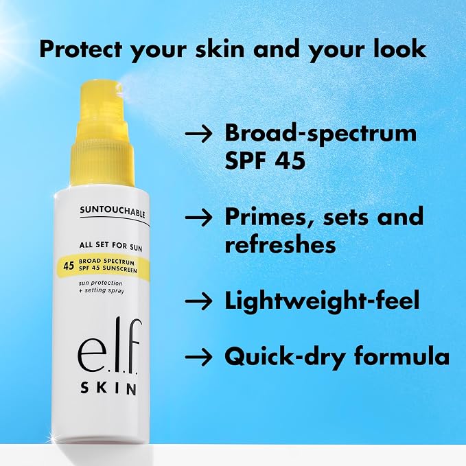 e.l.f. SKIN All Set For Sun SPF 45 Setting Spray, Weightless SPF Face - Image 3