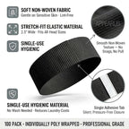 APPEARUS Disposable Stretch Facial Headbands, Snag-Free Adhesive Tab Closure - Image 2