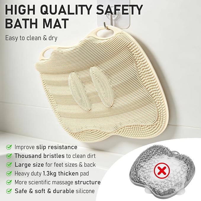 XL Shower Foot Scrubber Mat, Silicone Feet Massage Scrubber in Shower Clean - Image 6