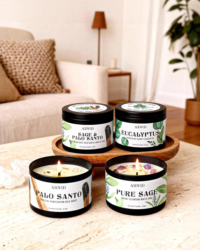 AOOVOO 4 Pack Sage Candles - Image 7