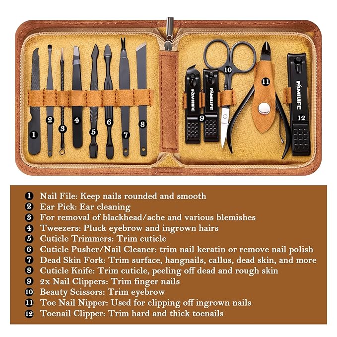 FAMILIFE Manicure Set, Professional Manicure Kit Nail Clipper Set Stainless - Image 4