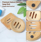 Ymapinc 2-Pack Natural Bamboo Soap Holder, Round+Square Bamboo Soap Dish & - Image 3