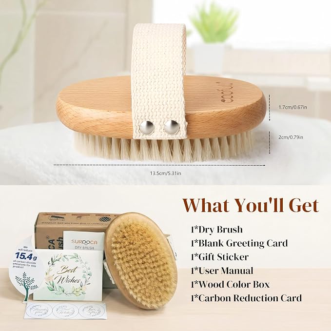 SURDOCA Dry Brush, Body Exfoliating Scrubber, Bath Shower Brushes - Image 5