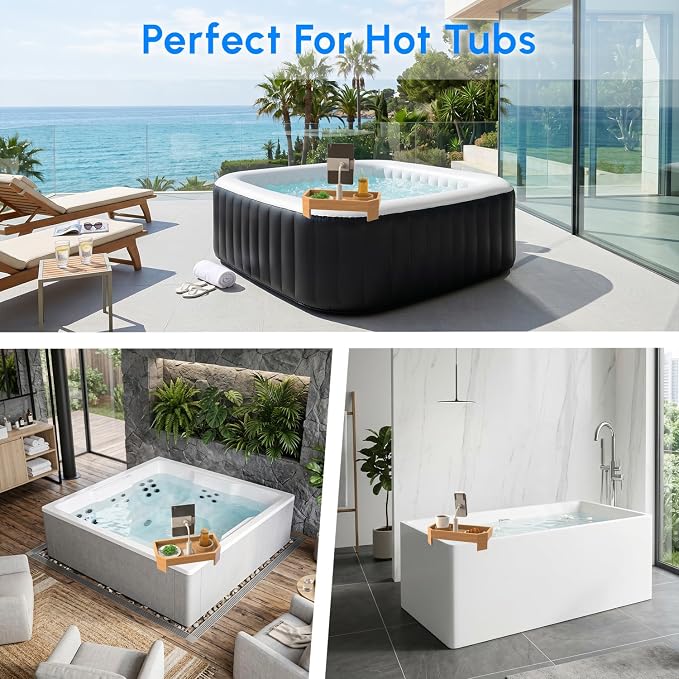 Vespara Bamboo Hot Tub Tray Table - Image 7