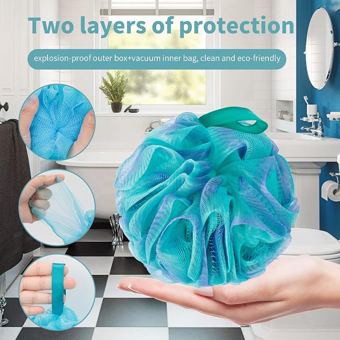 Carrie Joe Loofah Sponge Soft Mesh Shower Puffs - Image 7